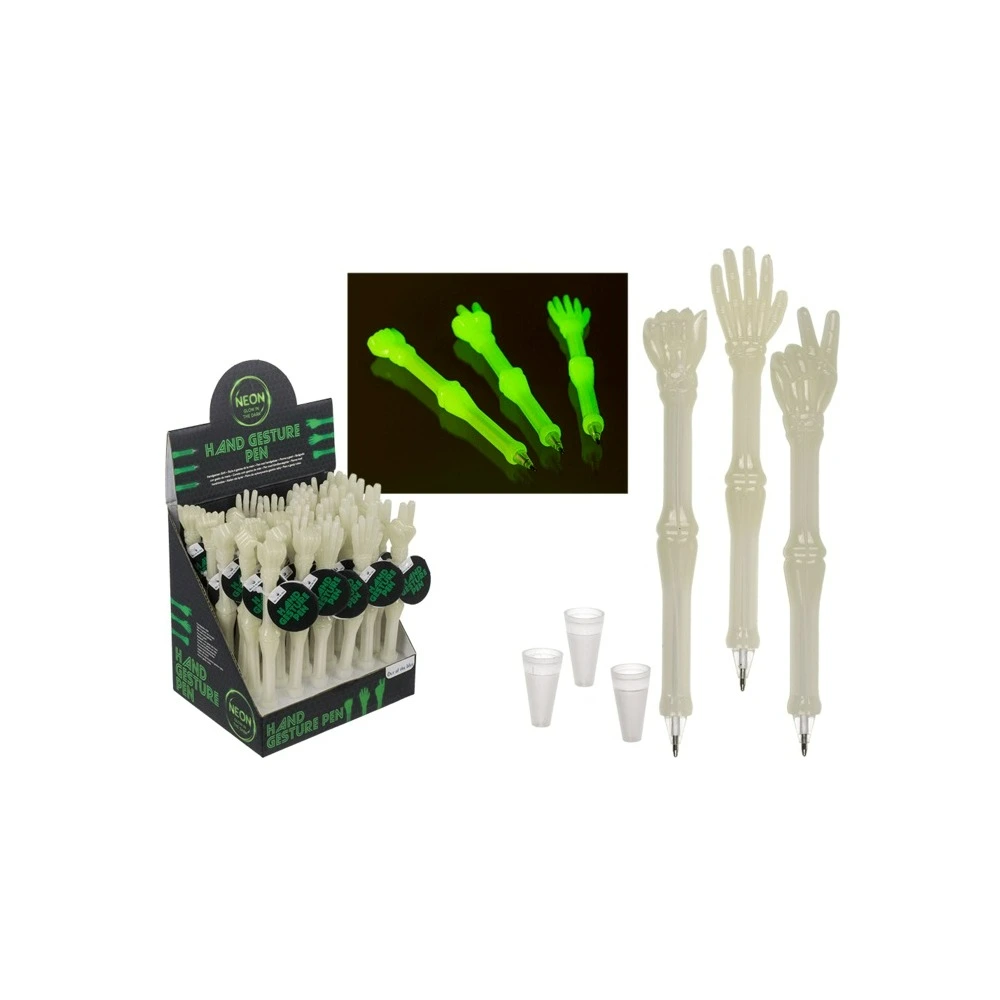 4029811469550 Out Of The Blue Pen, Hand Gestures, Glow In The Dark 13.5 Cm Assorted #29/2816. - Image 1